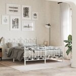 vidaXL Cadre de lit métal sans matelas et pied de lit blanc 150x200 cm