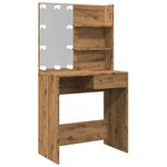 vidaXL Coiffeuse avec LED chêne artisanal 74 5x40x141 cm