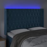 vidaXL Tête de lit à LED Bleu foncé 163x16x118/128 cm Velours