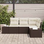 vidaXL Ensemble de canapé de jardin 4 Pièces Marron polyrotin