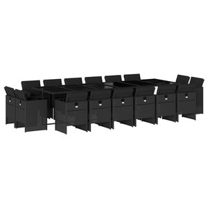 vidaXL Ensemble à manger de jardin 17 Pièces coussins noir résine tressée