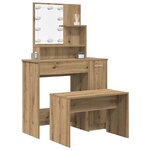 vidaXL Ensemble de coiffeuse avec LED vieux bois bois d'ingénierie