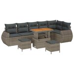 vidaXL Ensemble de canapé de jardin 9 Pièces Gris polyrotin