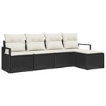 vidaXL Ensemble de canapé de jardin avec coussin 5 Pièces Noir et Crème
