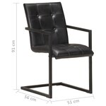 vidaXL Chaises à manger cantilever lot de 4 noir cuir véritable