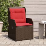 vidaXL Chaises inclinables de jardin lot de 2 et coussins marron rotin