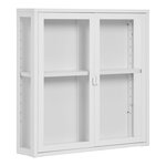 Vitrine suspendue 2 portes vitrées acier blanc 80 x 18 x 80 cm