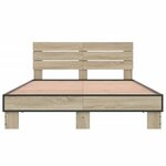 vidaXL Cadre de lit chêne sonoma 140x190 cm bois d'ingénierie et métal