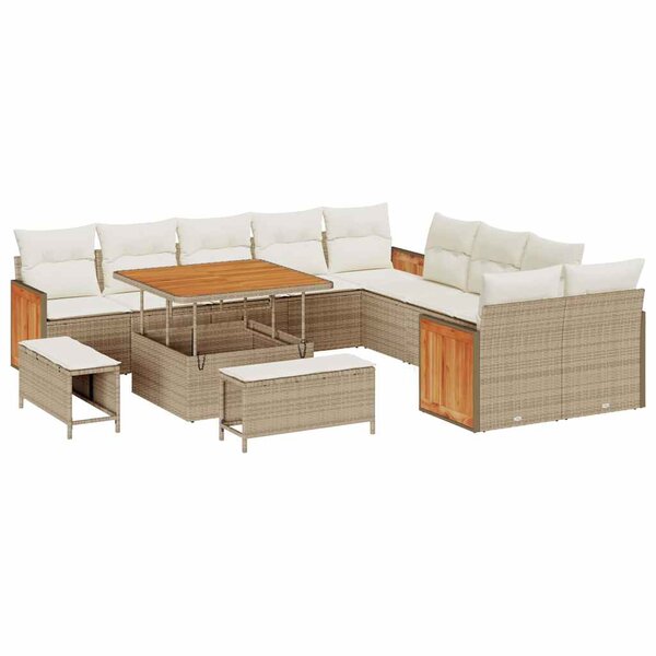 vidaXL Ensemble de canapé de jardin 13 Pièces Beige  Crème