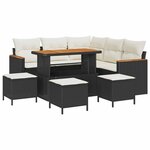 vidaXL Ensemble de canapé de jardin avec coussin Noir Poly rotin