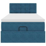 vidaXL Cadre de lit ottoman avec matelas bleu foncé 90x190 cm velours
