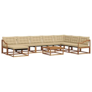 vidaXL Ensemble de canapés d'extérieur 9 Pièces Naturel et Beige