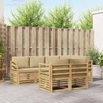 vidaXL Ensemble de canapés d'extérieur 7 Pièces Blanc et Beige