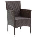 vidaXL Ensemble à manger de jardin et coussins 5 Pièces Poly rotin Marron