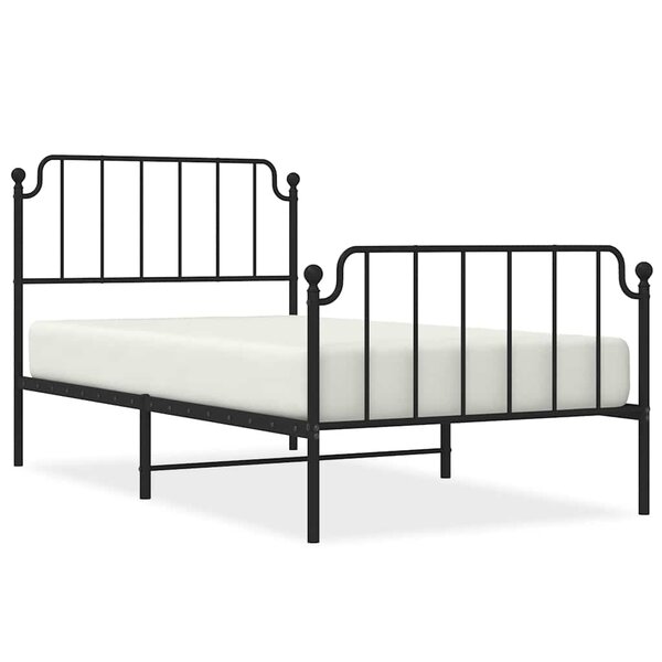 vidaXL Cadre de lit métal sans matelas et pied de lit noir 100x200 cm