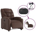 vidaXL Fauteuil inclinable électrique Marron Similicuir