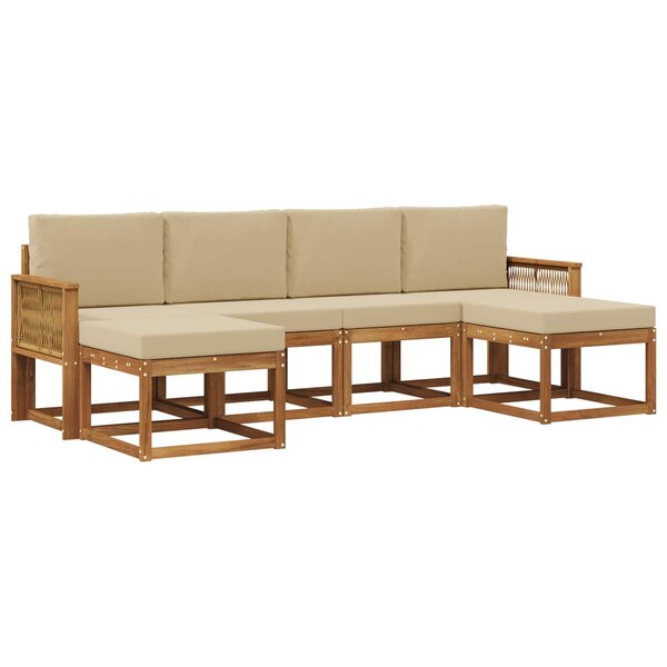 vidaXL Ensemble de canapés d'extérieur 6 pc Naturel et Beige Polyester