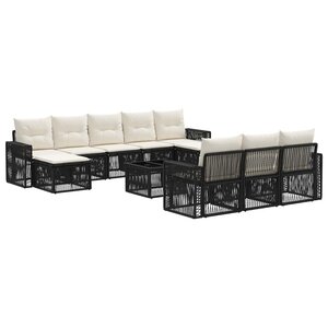 vidaXL Ensemble de canapé de jardin 11 pc Noir et blanc crème