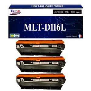 T3AZUR - 3x Toners compatibles avec Samsung MLT-D116L MLTD116L pour Samsung Xpress M2625D M2675FN M2825DW M2825ND M2835DW M2875FD M2875FW M2885FW
