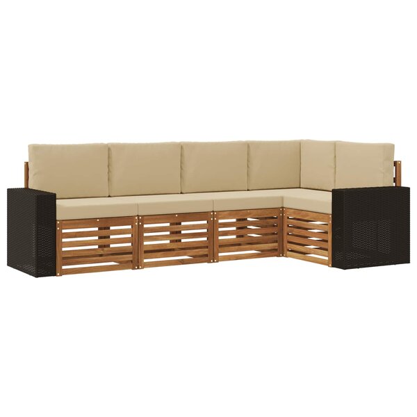 vidaXL Ensemble de canapé d'angle avec coussin 5 Pièces Naturel et Beige