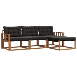 vidaXL Ensemble de canapés d'extérieur 4 pc Naturel et noir