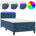 vidaXL Sommier à lattes de lit avec matelas et LED Bleu foncé 90x200cm