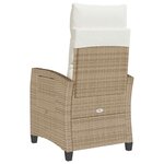 vidaXL Chaise de jardin inclinable et table d'appoint beige polyrotin
