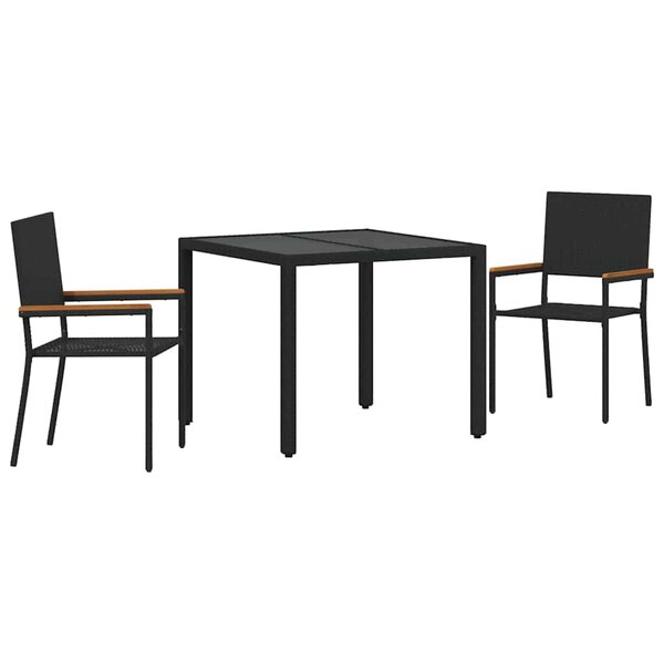 vidaXL Ensemble de salle à manger pour jardin 3 Pièces Noir