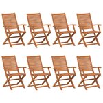 vidaXL Chaises pliantes  lot de 8  57 x 66 x 95 cm  en bois d'acacia massif