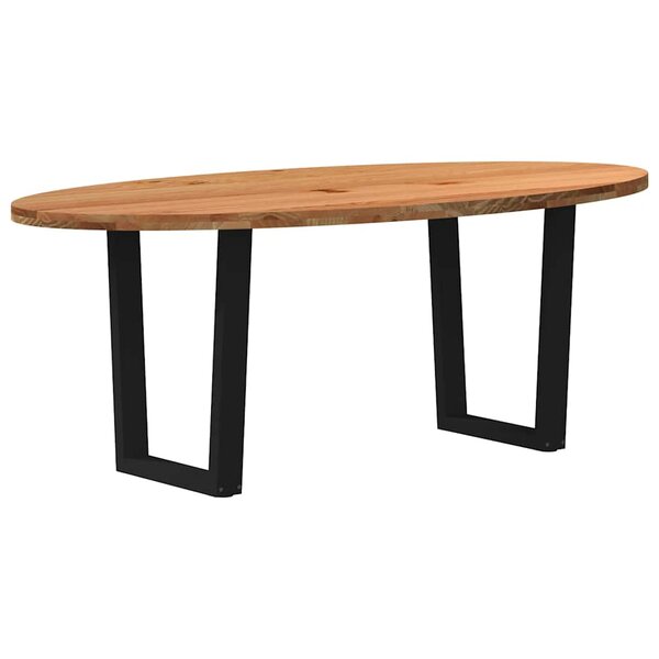 vidaXL Table à manger marron clair bois de chêne massif ovale