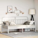 vidaXL Cadre de lit de jour avec tête de lit Blanc 107 x 203 cm Acier