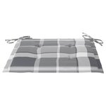 vidaXL Chaises de jardin coussins à carreaux gris lot de 6 Teck massif