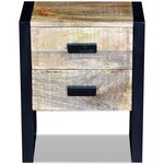 vidaXL Table auxiliaire à 2 tiroirs bois manguier massif 43x33x51 cm