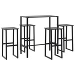vidaXL Ensemble de bar de jardin 5 Pièces noir acier enduit de poudre