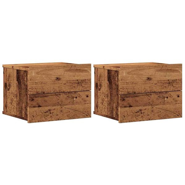vidaXL Tables de chevet murales 2 Pièces vieux bois 40x32x30 cm