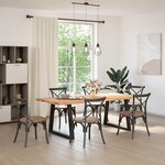 vidaXL Table à manger avec bord naturel 220x100x74cm bois massif chêne