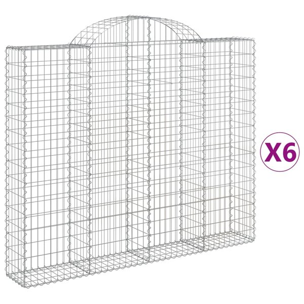 vidaXL Paniers à gabions arqués 6 Pièces 200x30x160/180 cm Fer galvanisé