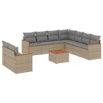 vidaXL Salon de jardin et coussins 10 Pièces mélange beige résine tressée