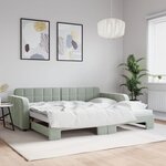 vidaXL Lit de jour avec lit gigogne gris clair 90x190 cm velours