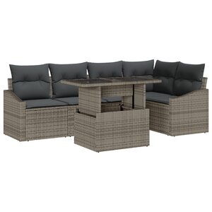 vidaXL Ensemble de canapés de jardin 6 pièces avec coussins gris en rattan poly