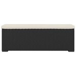 vidaXL Banc pouf avec coussin noir 110x30x40 cm résine tressée