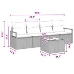 vidaXL Ensemble de canapé de jardin 5 Pièces Beige Rouge 55 x 55 x 37 cm