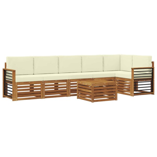 vidaXL Ensemble de canapés d'extérieur 7 pc Naturel et Crème Polyester