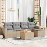 vidaXL Salon de jardin avec coussins 6 Pièces beige résine tressée