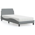 vidaXL Lit avec matelas gris clair 90x190 cm tissu