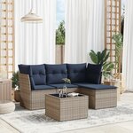 vidaXL Salon de jardin 5 Pièces avec coussins gris résine tressée