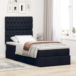 vidaXL Cadre de lit ottoman avec matelas noir 90x200 cm tissu
