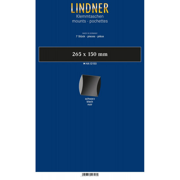 Bandes double soudure 265 x 150 mm pour blocs  carnets de timbres. Fond - Noir