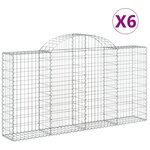 vidaXL Paniers à gabions arqués 6 Pièces 200x30x100/120 cm Fer galvanisé