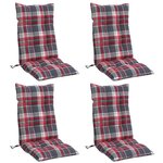 vidaXL Coussins de chaise à dossier haut lot de 4 motif carreaux rouge